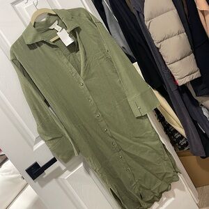 CRÊPED SHIRT DRESS - khaki green - new